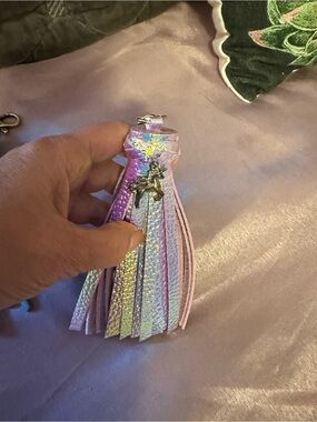 Unbranded (PLG like) Iridescent Pink Unicorn Tassel Keychain